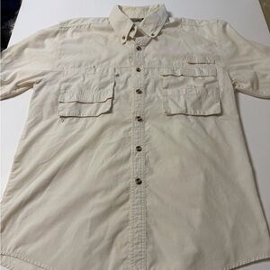 Men's Casual Cream Button-Down Shirt for fishing outdoor wear